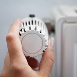 Woman Adjusting The Thermostat